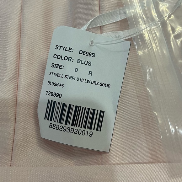 Alfred Sung NWT Strapless Satin High Low Dress with Pockets in Blush - Picture 5 of 9